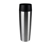 Emsa 515614 TRAVEL MUG GRANDE, Mug isotherme fermeture par pression Quick Press, 100% hermétique, silicone, 500ml, Argent