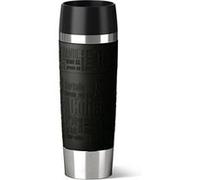 Emsa 515615 travel mug grande, mug isotherme fermeture par pression quick press, 100% hermétique, silicone, 500ml, noir Noir G