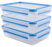 EMSA 515645 - Jeu de récipients en plastique EMSA CLIP & CLOSE bleu 3x 1,2 L.