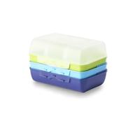 Emsa 517053 Variabolo Lot de 4 récipients alimentaires pour garçons, 16 x 11 x 4 cm, peuvent être ouverts des deux côtés, peuvent être empilés pour gagner de la place, bleu/vert