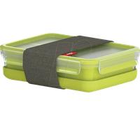 Emsa Boîte à repas Clip & Go 1,2 L – 3 compart., assiette sép., bande élast., transparent/vert