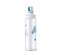 Emsa 518308 Gourde Plastique Transparent 6,8 x 6,8 x 28 cm, Triangle Bleu
