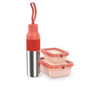 EMSA beYou oneClick, Travel Set, Bouteille Flip 0,7 L, Boîtes Alimentaires 0,5 L et 1,20 L, 100% Étanche, Orange, N3121550