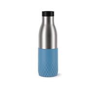 Emsa Gourde Bludrop Sleeve N3110700 – inox 18/10, hermétique, manchette silicone – 0,5 L Bleu