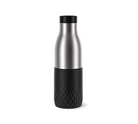 Emsa Gourde Bludrop Sleeve 0,5 L Inox 18/10 Hermétique Manchette silicone ergonomique Noir N3110500