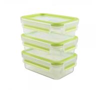 Emsa 515583 Alimentaires Clip & Close, Transparent/Vert, 0,55 Litre, Lot de 3 Boîtes