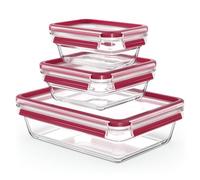 EMSA Boite hermetique alimentaire Clip Close Verre Lot de 3 | Boîte de conservation en verre borosilicate - Avec Système breveté 100% hermétique - Compatible four
