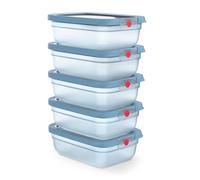 EMSA Boite Hermetique Alimentaire OneClick Set 5 x 1 - 2 L - Bleu | Meal prep pour batch cooking - Système breveté oneClick - Conservation longue durée - Empilable - Compatible lave-vaisselle