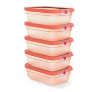 EMSA oneClick, Boîte De Conservation Alimentaire, Système One-Click, Aliments 2x Plus Longtemps Frais, 100% Étanche, Fabriqué En Allemagne, Orange, Set Meal Prep 5x 1,20 L / 40,6 fl oz, N1231800
