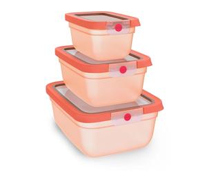 EMSA Boîtes de conservation oneClick Set Orange - 100% étanche - 3 pièces | Conservation des aliments 2x plus longue - Système oneClick breveté - 100% étanche - Compatible lave-vaisselle et micro-ondes