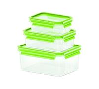Emsa Boîtes hermétiques Clip & Close 515585 – Transparent/Vert, 0,55/1/2,3 L – Lot de 3