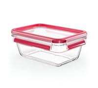 Emsa Clip&Close Boîte alimentaire rectangulaire en verre, 0,85 L, Four jusqu'à 420°C, Froid jusqu'à -40°C, Compatible lave-vaisselle, Empilable, Hermétique, Hygiénique, Garantie 30 ans N1040800