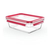 Emsa Clip&Close Boîte alimentaire rectangulaire en verre, 1,3 L, Four jusqu'à 420°C, Froid jusqu'à -40°C, Compatible lave-vaisselle, Empilable, Hermétique, Hygiénique, Garantie 30 ans N1041000