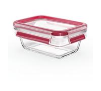 Emsa Clip&Close Boîte alimentaire en verre 0,45 L rouge, Empilable, Four jusqu'à 420°C, Hermétique, Froid jusqu'à -40°C, Compatible lave-vaisselle, Hygiénique, Technologie allemande N1040500