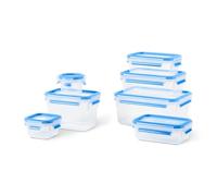EMSA Clip & Close, Boîtes De Conservation Alimentaire, Lot De 7 Pièces, Transparent/Bleu