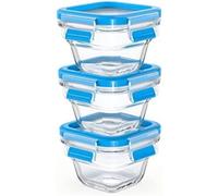 Emsa Clip&close Lot 3 Boîtes Alimentaires Carrées En Verre, 0,18 L, Four Jusqu'à 420°C, Froid Jusqu'à -40°C, Compatible Lave-Vaisselle, Empilable, Hermétique, Hygiénique, Garantie 30 Ans N1050700
