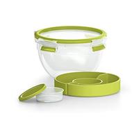 EMSA CLIP&GO FOOD Boîte à salade ronde 2,6 L + 2 compartiments Vert conservation hermétique transport N1071300