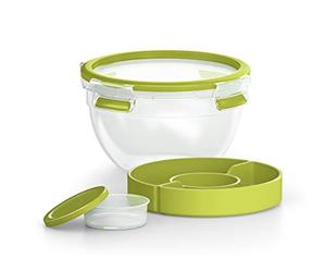 EMSA CLIP&GO FOOD Boîte à salade ronde 2,6 L + 2 compartiments Vert conservation hermétique transport N1071300