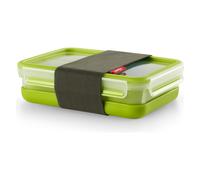 Emsa Boîte à repas Clip & Go 1,2 L – 3 compart., assiette sép., bande élast., transparent/vert