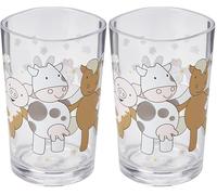 EMSA Gobelet pour Enfants, Motif Ferme, Lavable au lave-vaisselle, Plastique, Transparent/Vert, Kids, 513720 (Lot de 2)