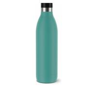 Emsa Bludrop N3112100 Bouteille isotherme, réutilisable, en acier inoxydable, durable, revêtement en poudre, bord à 360°, 20 h chaud/40 h froid, 1 litre, anti-fuite, bleu pétrole