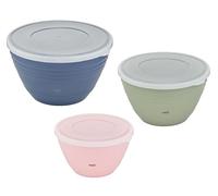 Emsa K325S3 Prep&Bake, Lot de 3 bols mélangeurs en plastique | 1,7 + 2,75 + 4,15 l | avec couvercle conservateur | fond antidérapant | stabilité parfaite au mélange | lave-vaisselle | rose/vert/bleu