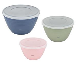 Emsa K325S3 Prep&Bake, Lot de 3 bols mélangeurs en plastique | 1,7 + 2,75 + 4,15 l | avec couvercle conservateur | fond antidérapant | stabilité parfaite au mélange | lave-vaisselle | rose/vert/bleu