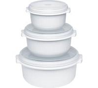 EMSA 459061200 Ensemble de 3 Récipients Blancs, 190x200x250mm, Compatible Lave-Vaisselle/Congélateur/Micro-Ondes, Sans BPA, Garantie 10 ans, Fabriqué en Allemagne