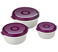Emsa MICRO FAMILY Ensemble de 3 plats pour micro-ondes avec couvercle, 0,5/ 1/ 1,5 Litres, mûres