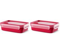EMSA Microwave Can Clip & Micro 517772 | Valve à micro-ondes | 0,8 L | Boîte à lunch | Mesure intégrée | Fabriqué en Allemagne | Rouge/transparent (Lot de 2)