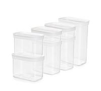 Emsa N11429 Optima Lot de 7 boîtes de Conservation au Sec | 2 x 0,45/2 x 1/2 x 1,6/2,2 l | Rectangulaire | 100% sûr/hygiénique/sûr | Fermeture fraîche | sans BPA | Design Transparent