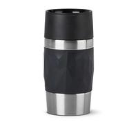 EMSA N2160100 - Récipient Isotherme 0.3L Noir, Inox/Silicone/PP, Double Paroi, Antifuite, 72x72x150mm, Lavable Lave-Vaisselle