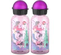 EMSA N30516 Kids Tritan Gourde pour enfants | Capacité : 0,4 l | 100% sûre, pratique, hygiénique, étanche et sans danger | Bouchon astucieux | Robuste | Design : sirènes (Lot de 2)