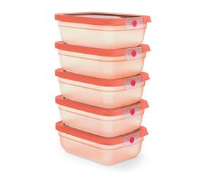 EMSA oneClick, Boîte De Conservation Alimentaire, Système One-Click, Aliments 2x Plus Longtemps Frais, 100% Étanche, Fabriqué En Allemagne, Orange, Set Meal Prep 5x 1,20 L / 40,6 fl oz, N1231800