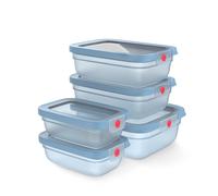 EMSA oneClick, Boîtes De Conservation Alimentaire, Système One-Click, Aliments 2x Plus Longtemps, 100% Étanche, Fabrication Allemande, Set 5 Pièces Bleu 2x 0,50 L, 2x 1,20 L, 1x 2,30 L, N1230900