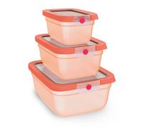 EMSA oneClick, Boîtes De Conservation, Système One-Click, Aliments 2x Plus Longtemps, 100% Étanche, Made in Germany, Orange, Set 3 Pièces Gain De Place Plus, N1231500
