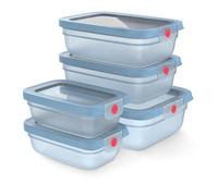 Emsa Oneclick N1230900 Boîte Hermétique Alimentaire Rectangulaire Régler Translucide, Bleu 5 Pièces