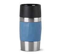 EMSA Travel Mug Compact Tasse Mug isotherme bleu 0,3 L Isolation double paroi boissons chaudes café 3h fraîches 6h Acier inoxydable revêtement silicone N2160200