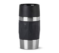 EMSA Travel Mug Compact Tasse Mug isotherme noir 0,3 L Isolation double paroi boissons chaudes café 3h fraîches 6h Acier inoxydable revêtement silicone N2160100