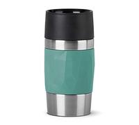 EMSA Travel Mug Compact Tasse Mug isotherme vert 0,3 L Isolation double paroi boissons chaudes café 3h fraîches 6h Acier inoxydable revêtement silicone N2160300
