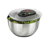 Emsa Turboline Essoreuse à salade 4,5 L, Bol en inox pour un service stylé, Fentes de drainage intégrées, Bouton turbo pour un essorage express, Base antiadhérente, Compatible lave-vaisselle 513441