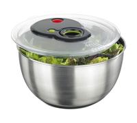 Emsa Turboline Essoreuse à salade 4,5 L, Bol en inox pour un service stylé, Fentes de drainage intégrées, Bouton turbo pour un essorage express, Base antiadhérente, Compatible lave-vaisselle 513441