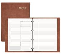 EMSHOI Agenda journalier non daté A4 - 240 pages de liste de choses à faire, carnet à anneaux, couverture rigide en cuir pour le travail, les affaires, les horaires annuels, suivi des habitudes, 21,6