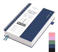 EMSHOI Carnet de Notes A5 à Carreaux, Bloc-Notes à Spirale avec 300 Pages / 150 Feuilles, Papier à Carreaux de 100 g pour l'écriture, Couverture en PVC, Carnets pour l'école, le travail, le dessin