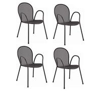 EMU 4 pièces - Chaise avec accoudoirs, ronde art. 116 couleur gris antique - pour usage extérieur - Fabriqué en Italie