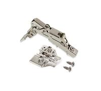 Emuca 1015207 Lot de 2 charnières à visser Ø35mm 165° fermeture douce montage en applique et embases eurovis avec réglage excentrique