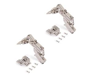 Emuca 1015307 Lot de 2 charnières à visser Ø35mm 165° fermeture douce montage en semi-applique et embases eurovis avec réglage excentrique