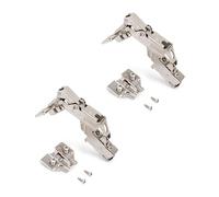 Emuca 1015407 Lot de 2 charnières à visser Ø35mm 165° fermeture douce montage rentrant et embases eurovis avec réglage excentrique