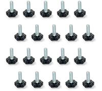 Emuca 2020105 Pied de Nivellement pour Mobilier, Filetage M6x20mm, Paquet de 20, Noir/Argent