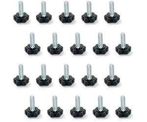 Emuca 2020105 Pied de Nivellement pour Mobilier, Filetage M6x20mm, Paquet de 20, Noir/Argent